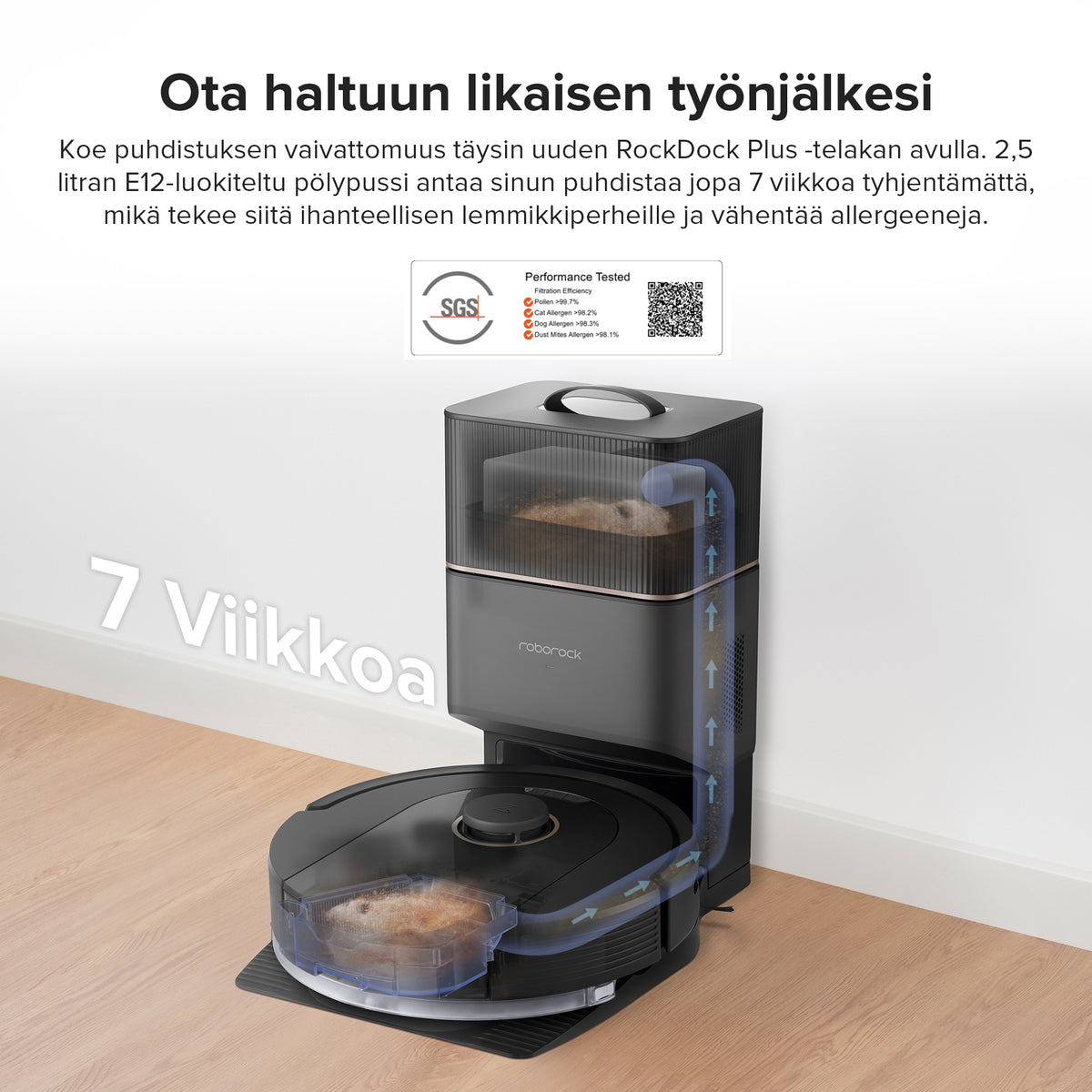 Roborock Q5 Pro+ -robotti-imuri automaattisesti tyhjennettävällä