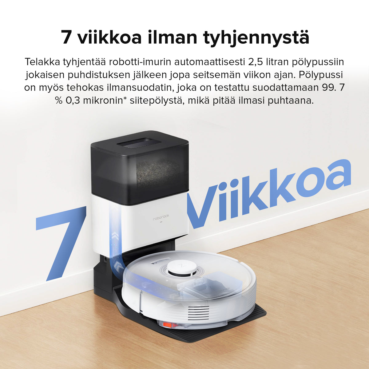 Roborock Q7 Max+ -robotti-imuri automaattisesti tyhjennettävällä