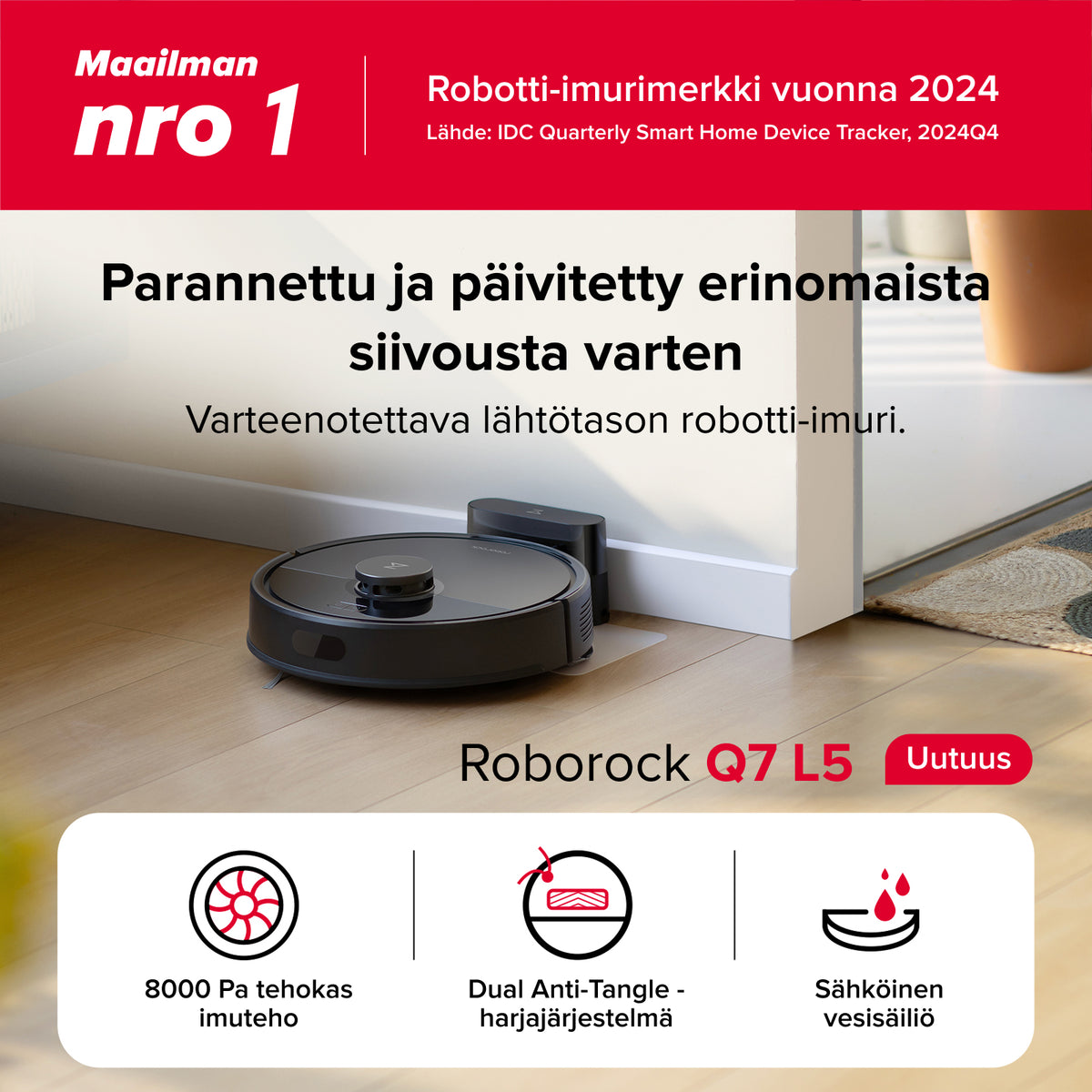 Roborock Q7 L5 robotti-imuri ja -moppi(päivitys Q5 Prosta