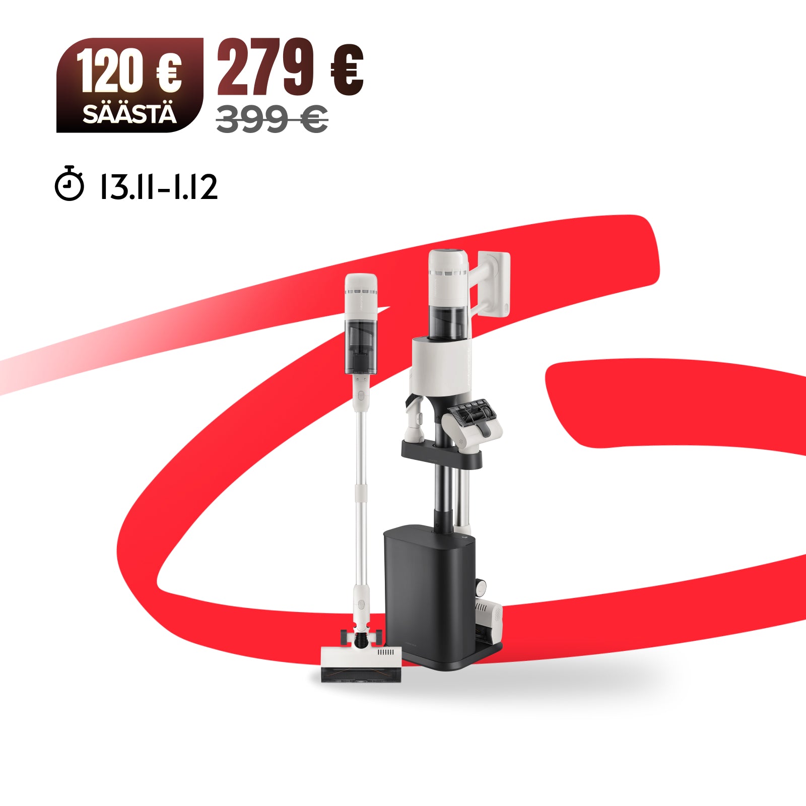 Roborock H60 Hub - Akkupölynimuri imuriasemalla