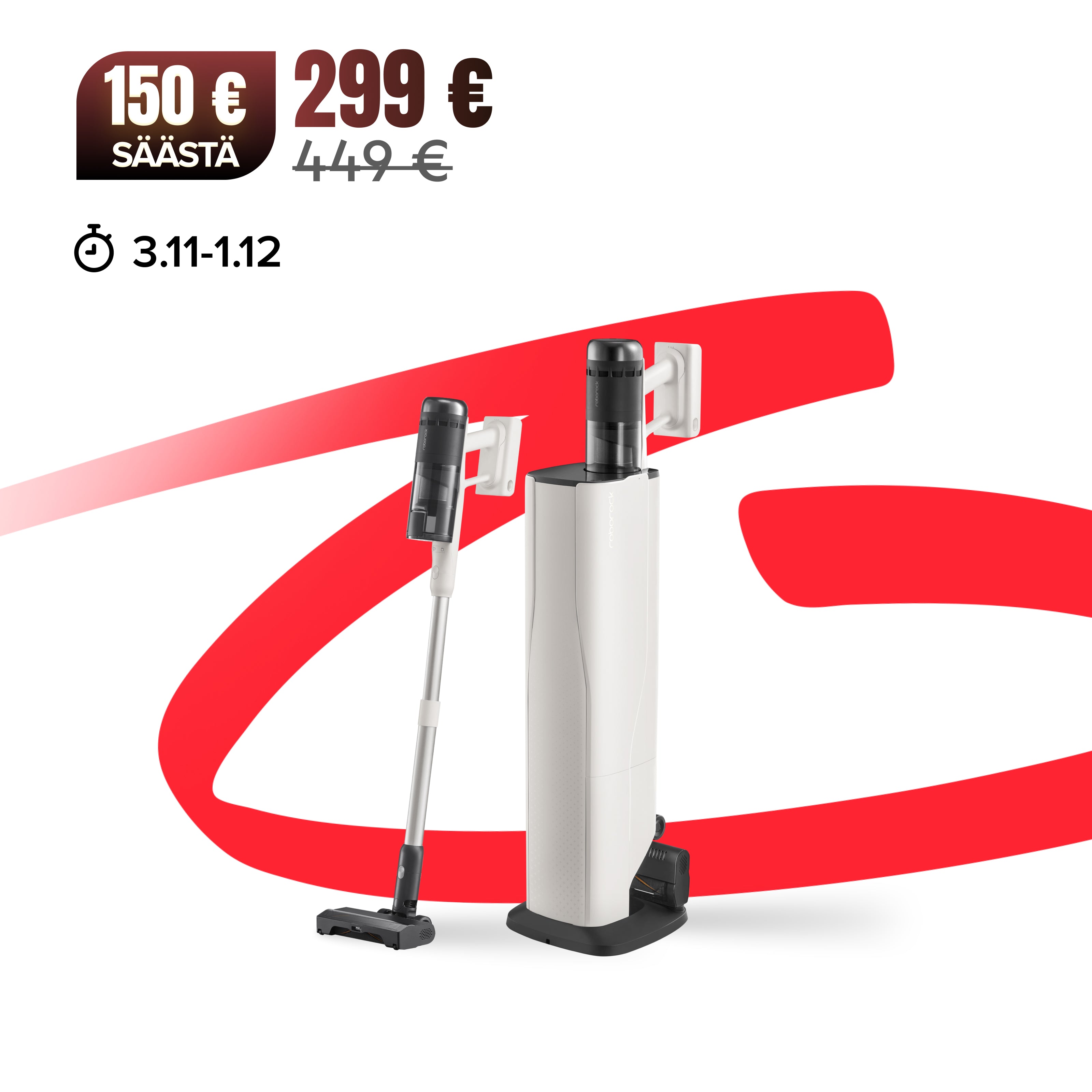 Roborock H60 Hub - Akkupölynimuri imuriasemalla