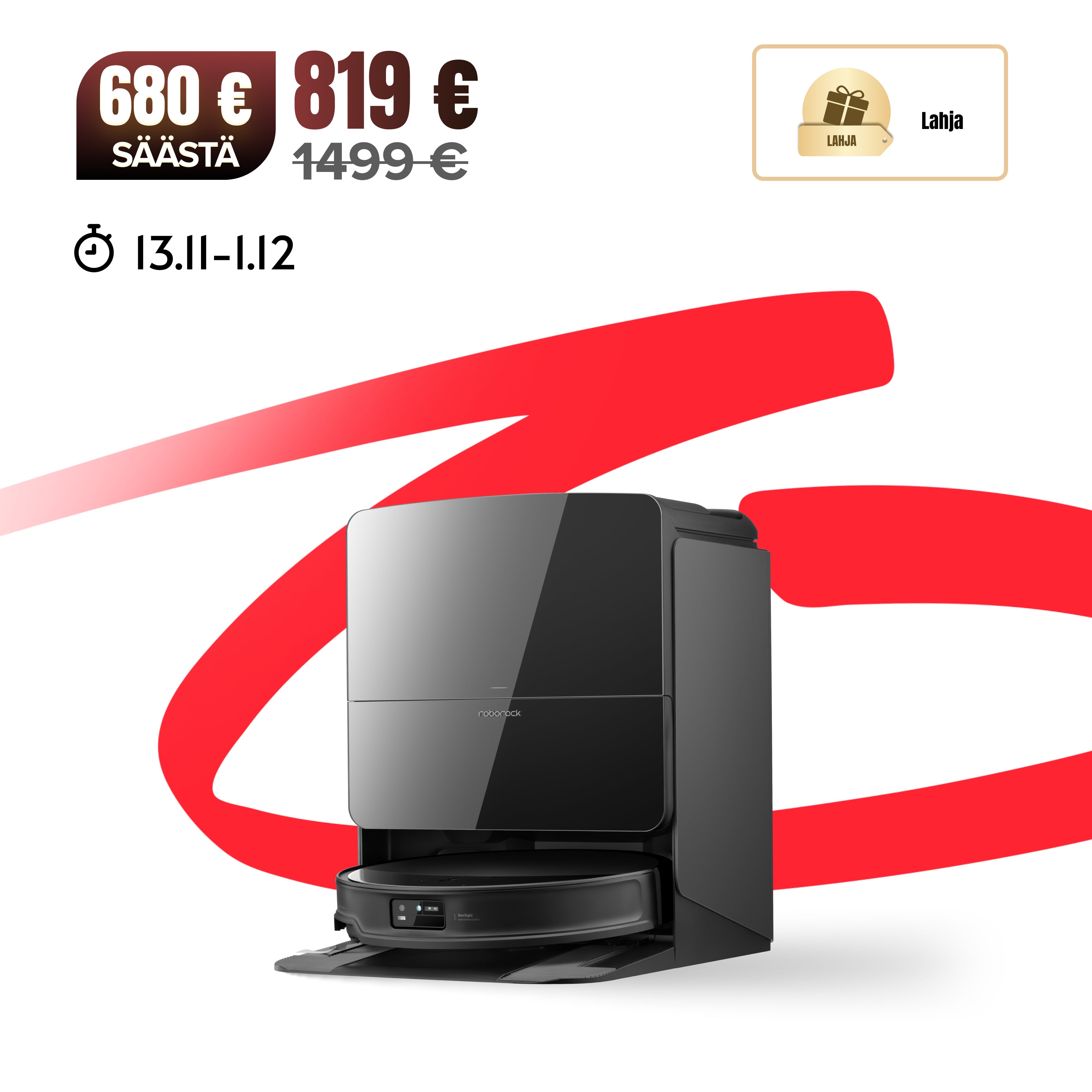 【Ennakkomyynti】Roborock Saros 10R -robotti-imuri monitoimitelakalla 4.0 – Toimitus 2. joulukuuta